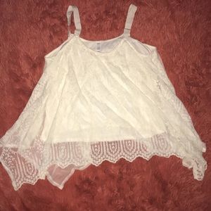 Off white dressy tank with embroidery